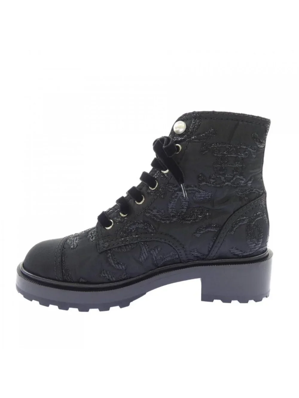Chanel Lace-up Boots Black
